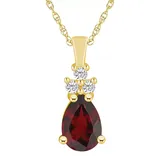 "Alyson Layne 14k Gold Pear Shape Garnet & 1/6 Carat T.W. Diamond Pendant Necklace, Women's, Size: 18"", Red"
