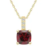 "Alyson Layne 14k Gold Cushion Garnet & Diamond Accent Pendant Necklace, Women's, Size: 18"", Red"