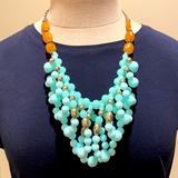 Anthropologie Jewelry | Anthropologie Turquoise Beaded Loop Statement Necklace | Color: Blue/Orange | Size: 22