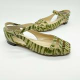 Kate Spade Shoes | Kate Spade Zebra Print Strappy Flats Sandals Sz 7 Green Patent Leather Slingback | Color: Green | Size: 7