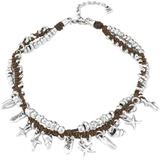 Deep Sea Silver Plated Leather Strand Beach Charm Choker Necklace In Silver-brown At Nordstrom Rack - Metallic - Uno De 50 Necklaces