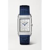 Jaeger-LeCoultre - Reverso Classic Duetto Automatic 24mm Medium Stainless Steel, Alligator And Diamond Watch - Silver