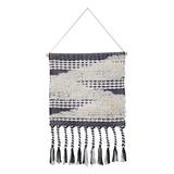 LR Home Wall Art - Navy & White Cloudy Day Woven Wool-Blend Wall Hanging
