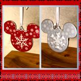 Disney Holiday | Disney Parks Mickey Icon Shaped Snowflake Christmas Ornament | Color: Red/Silver | Size: Os
