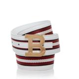 Logo Buckle Reversible Striped Belt - Red - Bally Belts