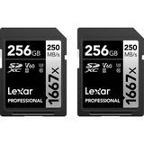 Lexar 256GB Professional 1667x UHS-II SDXC Memory Card 2-Pack LSD1667256G-B2NNU