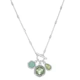 "Napier Silver Tone Colorful Simulated Crystal Charm Necklace, Women's, Size: 20"", Green"