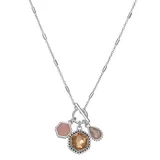 "Napier Silver Tone Colorful Simulated Crystal Charm Necklace, Women's, Size: 20"", Pink"