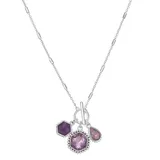 "Napier Silver Tone Colorful Simulated Crystal Charm Necklace, Women's, Size: 20"", Purple"