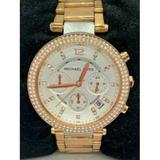 Michael Kors Accessories | Michael Kors Mk5633 Women's Watch Chronograph Stai | Color: Gold/Tan/White | Size: Os
