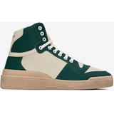 Sl24 Mid-top Sneakers In Smooth And Perforated Leather - Green - Saint Laurent Sneakers