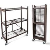 17 Stories 3 Shelf Foldable Wire Rack, Metal Organizer Metal in Brown, Size 36.2 H x 29.5 W x 13.4 D in | Wayfair 1D7CE0A8E129495F855974B344BD284A