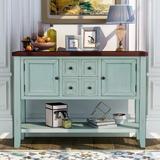 Red Barrel Studio® Buffet Sideboard Console Table w/ Bottom Shelf, Best Choice Cambridge Series Sideboard Cabinet Wood in Blue/Brown | Wayfair