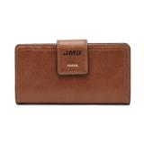 Women's Fossil Brown James Madison Dukes Leather Logan RFID Tab Clutch