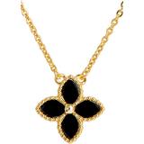 Yellow Gold Vermeil Onyx Flower Pendant Necklace In Black At Nordstrom Rack - Black - SAVVY CIE JEWELS Necklaces