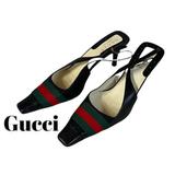 Gucci Shoes | Gucci Heels Pumps Shoes Sandals Ankle Designer | Color: Black/Green | Size: 6.5