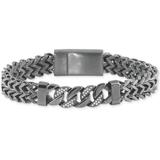 Diamond Link Bracelet (1/5 Ct. T.w.) In Gunmetal Ion-plated Stainless Steel - Metallic - Macy's Bracelets
