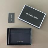Michael Kors Accessories | Michael Kors Card Case With Money Clip Navy Leather | Color: Black/Blue | Size: 4x2.75