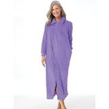Women's Cozy Knit Plush Zip Robe, Light Violet Purple M Misses