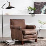 Sofa Chair - Club Chair - Canora Grey Retro Traditional Upholstered Fabric Club Chair, Sofa Chair w/ Nail Head Trim, Antique Black in Brown | Wayfair