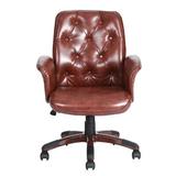 Red Barrel Studio® Ergonomic Faux Leather Task Chair Upholstered in Brown/Gray, Size 38.6 H x 24.0 W x 24.0 D in | Wayfair