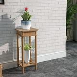 Arlmont & Co. Anamia Rectangular Pedestal Bamboo Plant Stand in Brown, Size 27.6 H x 12.5 D in | Wayfair 15A265B3995B463986BAF05781A45158