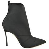 Elastic Fabric Stiletto Booties - Black - Casadei Boots