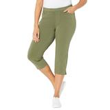 Plus Size Women's The Knit Jean Capri (With Pockets) by Catherines in Olive Green (Size 6X)