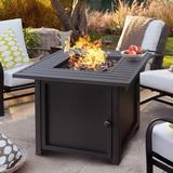 Upland 30” Slat Top Gas Fire Pit Table-Black Steel in Brown, Size 25.0 H x 30.0 W x 30.0 D in | Wayfair D0102H58977