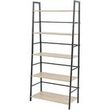 Latitude Run® 5 Tier Ladder Shelf, Corner Display Bookshelf Or Bookcase w/ Black Metal Frame in Brown/Yellow, Size 64.0 H x 29.0 W x 13.5 D in
