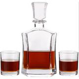 Mercer41 Capitol Glass Decanter Airtight Geometric Stopper w/ 2 Glasses- Whiskey Decanter For Wine, Bourbon, Brandy, Liquor, Water, Juice | Wayfair