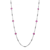 1928 Silver Tone Fuchsia Crystal Long Necklace, Women's, Pink