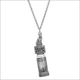 1928 Silver Tone Cat Vial Necklace, Women's