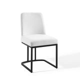 Latitude Run® Amplify Sled Base Fabric Dining Side Chair Wood/Upholstered/Fabric in Black/Brown/White, Size 32.0 H x 19.0 W x 22.0 D in Wayfair