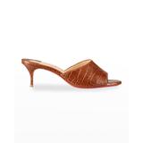 East Mock-Croc Red Sole Slide Sandals