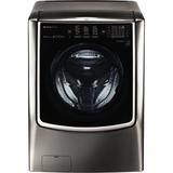 LG - SIGNATURE 5.8 Cu. Ft. High Efficiency Smart Front-Load Washer with Steam and TurboWash Technology - Black stainless steel