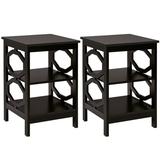 Costway 2 Pieces 3-tier Nightstand Sofa Side End Accent Table Storage Display Shelf-Black