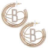Women's Gold Brooklyn Nets Logo Hoop Earrings