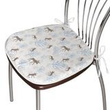 East Urban Home Osia Winter Forest Retro Style Illustration Reindeer Indoor/Outdoor Chair Pad Cushion Polyester in Blue | Wayfair
