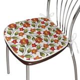East Urban Home Geidi Lily Blooms Nature Herbs Doodle Indoor/Outdoor Chair Pad Cushion Polyester, Size 0.59 H x 15.0 W in | Wayfair