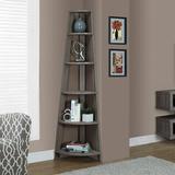 Latitude Run® 72" 5 - Shelf Corner Bookcase Etagere, Cappuccino Wood in Gray, Size 72.0 H x 18.0 W x 18.0 D in | Wayfair