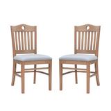 Linon Home Decor Bonita Natural Finish Wood with Grey Upholstered Seat Side Chair (Set of 2)