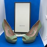 Gucci Shoes | Gucci Stunning Green Patent Leather Heels Pumps Sz 37 | Color: Green | Size: 37eu