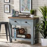 Red Barrel Studio® Studio Hastin Classic & Traditional Two-Tone Grey & Antique Brown Finished Wood 2-Drawer Console Table Wood in Brown/Gray Wayfair