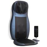 Inbox Zero Faux Leather Reclining Heated Massage Chair Faux Leather in Blue, Size 35.0 H x 18.5 W x 16.3 D in | Wayfair