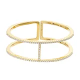 14k Gold Over Silver Cubic Zirconia Two-Row Cuff Bracelet, Women's, Yellow