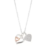 "Brilliance Crystal ""Friends Forever"" Double Heart Charm Necklace, Women's, Size: 18"", White"