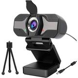 ANYHILL Webcam w/ Microphone, 1080P HD Desktop & Laptop, Streaming For Computer Video Calling & Recording in Black, Size 6.0 H x 3.8 W x 2.1 D in