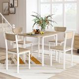 Latitude Run® 5 Piece Folding Dinner Table Set, Drop Leaf Folding Extension Dinner Table For Kitchen, Farmhouse Room, Space Saving Table w/ 4 Chair