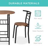 17 Stories 3-Piece Wooden Table & Chairs Dining Set W/Lower Storage Shelf Wood/Metal in Black/Brown, Size 29.5 H in | Wayfair